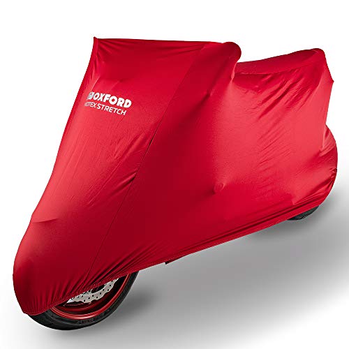 Oxford PROTEX Premium Stretch-Passform Innenraum Motorrad Abdeckung - Rot, Large