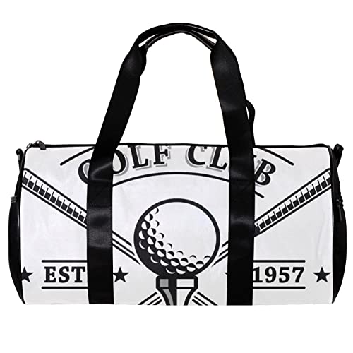 Runde Gym Sport Duffel Tasche mit abnehmbarem Schultergurt Golf Schläger Emblem Training Handtasche Übernachtungstasche für Damen und Herren, mehrfarbig, 45x23x23cm/17.7x9x9in