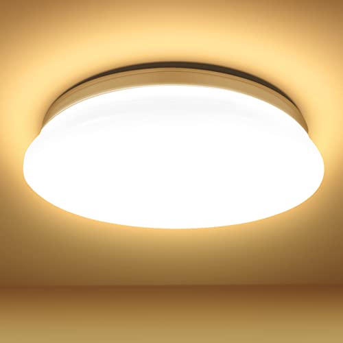 LE Deckenlampe 22W, LED Deckenleuchte Bad 1500LM Ø30cm 3000K für Badezimmer Flur Küche Wohnzimmer Schlafzimmer Balkon Licht, Warmweiß Badezimmerlampe, LED Panel Flach, Rund Lampe, IP20 Badlampe