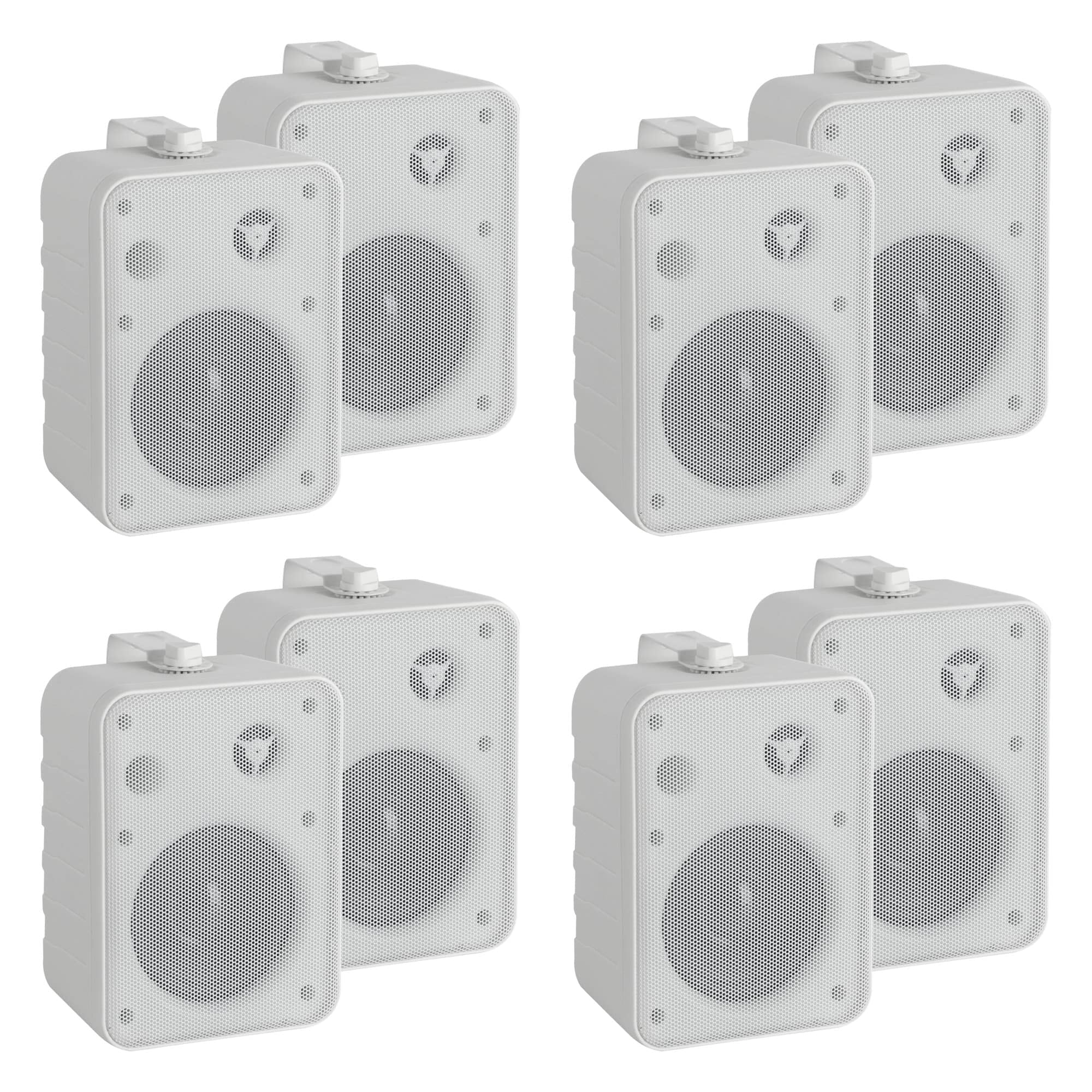 McGrey One Control WH MKIII Lautsprecher 4 Paar - Kompakt-Boxen für Installation, Studio oder HiFi-Anwendung - 10 Watt RMS - 4" Woofer, 0,5" Hochtöner - Inkl. Montagebügel zur Wandbefestigung - Weiß