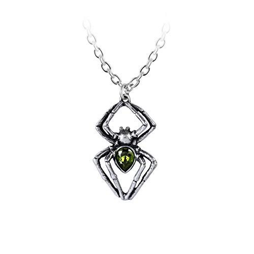 Alchemy Gothic Emerald Spiderling Damen Halskette, Farbe Silber, Zinn