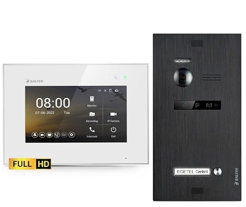 BALTER EVO HD Video Türsprechanlage Black für 1 Familienhaus Kit, 1x Monitor 7"