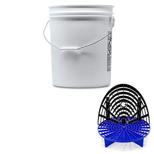 Detailmate professionelles Wasch Eimer Set: Magic Bucket Wascheimer 5 GAL (ca. 20 Liter), GritGuard Schmutz Einsatz blau, GritGuard Washboard schwarz