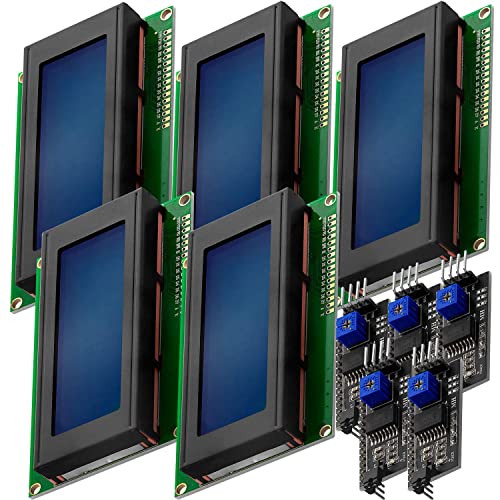 AZDelivery 5 x HD44780 2004 LCD Display Bundle Blau 4x20 mit weißen Zeichen mit I2C Schnittstelle kompatibel mit Arduino und Raspberry Pi inklusive E-Book!