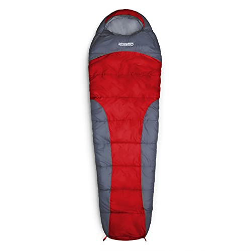 Lumaland Outdoor Schlafsack Mumienschlafsack, 230 x 80 cm, inklusive Packsack, 50 x 25 cm gepackt rot
