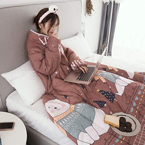 DBXOKK Lazy Quilt mit Ärmeln ， Decke mit Ärmeln, Winterwarme, vielseitige Lazy Quilt mit Ärmeln, Dicke Gewaschene Quiltdecke, tragbarer tragbarer Rohling （150 cm x 200 cm）(A/150 * 200CM)