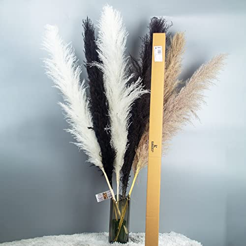 KUNSTIFY XXL Pampasgras 100cm, Natürliches Trockenblumen Deko Set (6X Mix XXL Pampas)