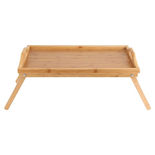 Dancal Bambus Bett Tablett Tisch, tragbare Bambus Holz Bett Tablett Frühstück Laptop Schreibtisch Tee Essen Serviertisch Klappbein
