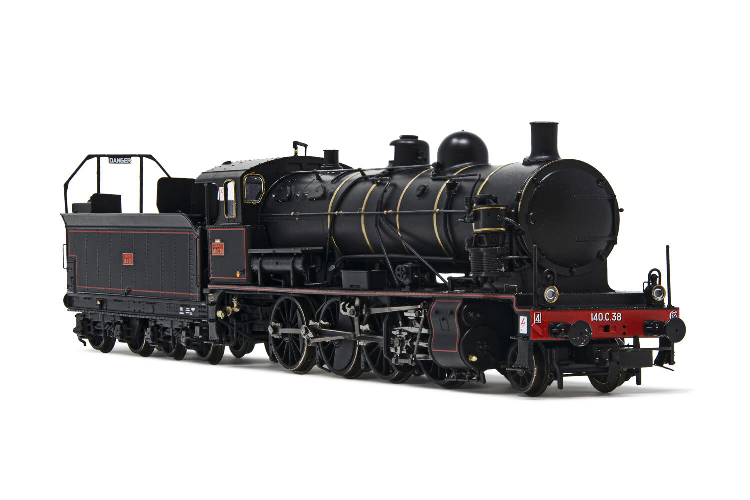 JOUEF - SNCF, 140 C 38, Tender 18 B 22 (Est), schwarz, roter Futter, goldene Kesselringe