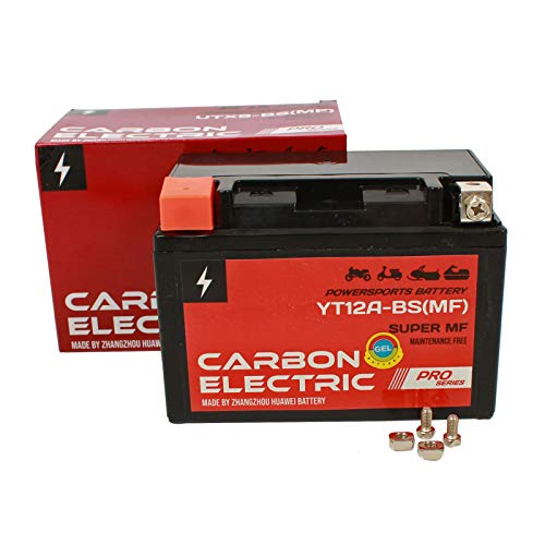 Carbon Electric YT12A-BS MF Gel Batterie 12 V 9.5 Ah Wartungsfrei Versiegelt Motorrad Roller Motorradbatterie Rollerbatterie