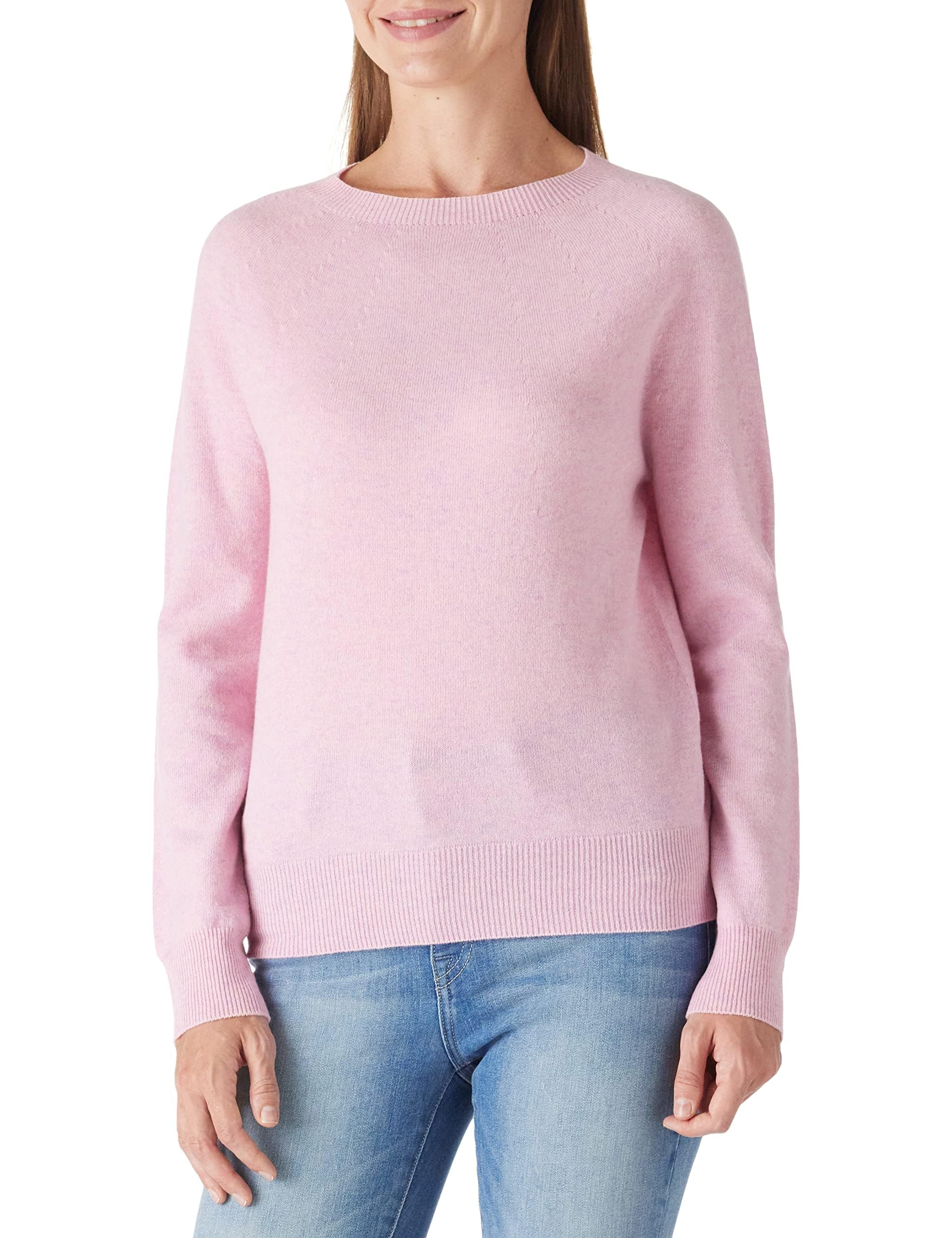 HIKARO Women's 100% Merino Wool Sweater Seamless Cowl Neck Long Sleeve Pullover (Pink, Large)