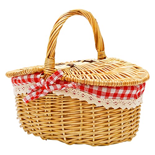 Tomshi Picknickkorb Landhausstil mit Deckel und und Einlagen für Picknicks, Partys, Hochzeiten und Grillabende