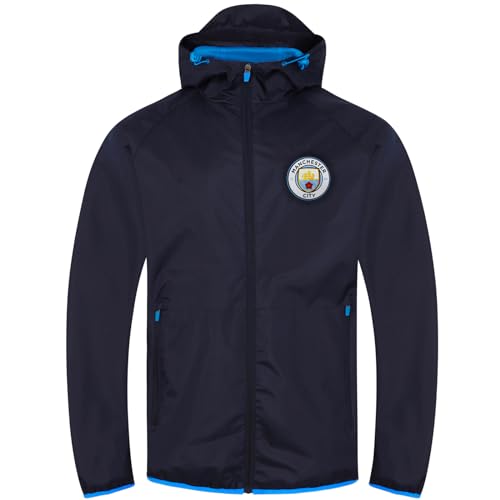 Manchester City FC - Herren Wind- und Regenjacke - Offizielles Merchandise - Geschenk für Fußballfans - Dunkelblau - Kapuze mit Schirm - S