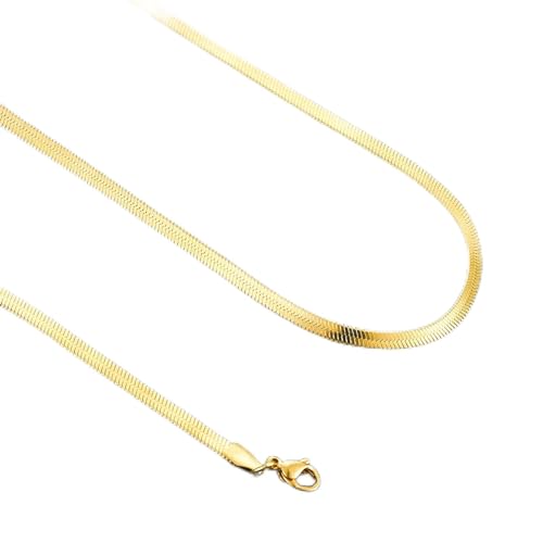 GURIDO Edelstahl-Schlangenblatt-Halskette, goldene flache Kette, Schmuck, Geschenk, DIY-Zubehör