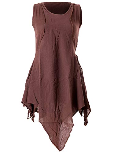 Vishes - Alternative Bekleidung - Zipfeliges Lagenlook Shirt Tunika aus handgewebter Baumwolle - im Used-Look braun 38 (M)