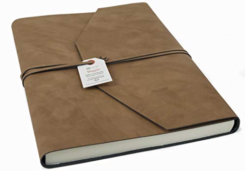LEATHERKIND Viaggio Recyceltes Leder Notizbuch Tan, A4 (21x29cm) Liniert Seiten - Handgefertigt in Italien