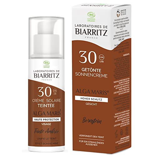 Laboratoires de Biarritz - Getönte Sonnencreme Gesicht - Amber - LSF30 ALGA MARIS® Bio-zertifiziert - Hydriert, mattiert, sorgt für ein gesundes Strahlen - 50 ml