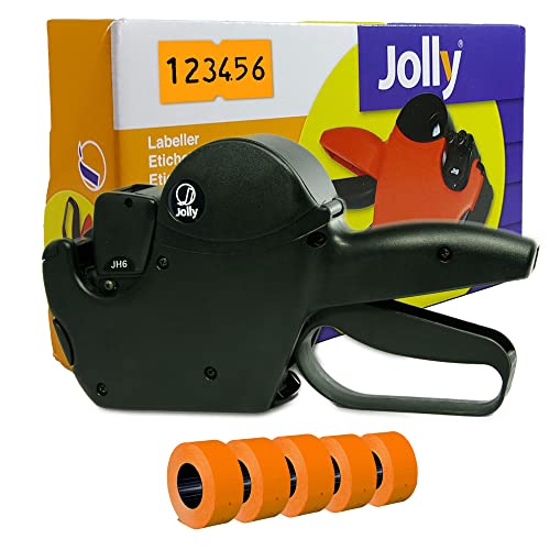 Preisauszeichner Set Jolly H6 inkl. 5 Rollen 21x12RE Preisetiketten - leucht-orange permanent | Auszeichner Jolly | HUTNER
