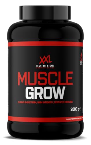 XXL Nutrition - Muscle Grow - All-in-One Supplement, Creatin, Protein, Vitamine & Mineralstoffe, Aminosäuren (BCAA), Kohlenhydrate, Kreatin, L-Glutamin und Taurin - 2000 Gramm - Grüne Apfel