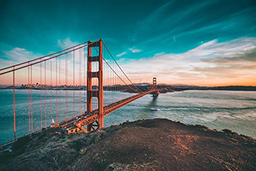 Golden Gate Bridge Puzzle 1000 Teile Reisepuzzle mit hochwertiger Puzzleaufbewahrung: Karton und wiederverschließbarer Beutel. Puzzlemaße 50 x 70 cm
