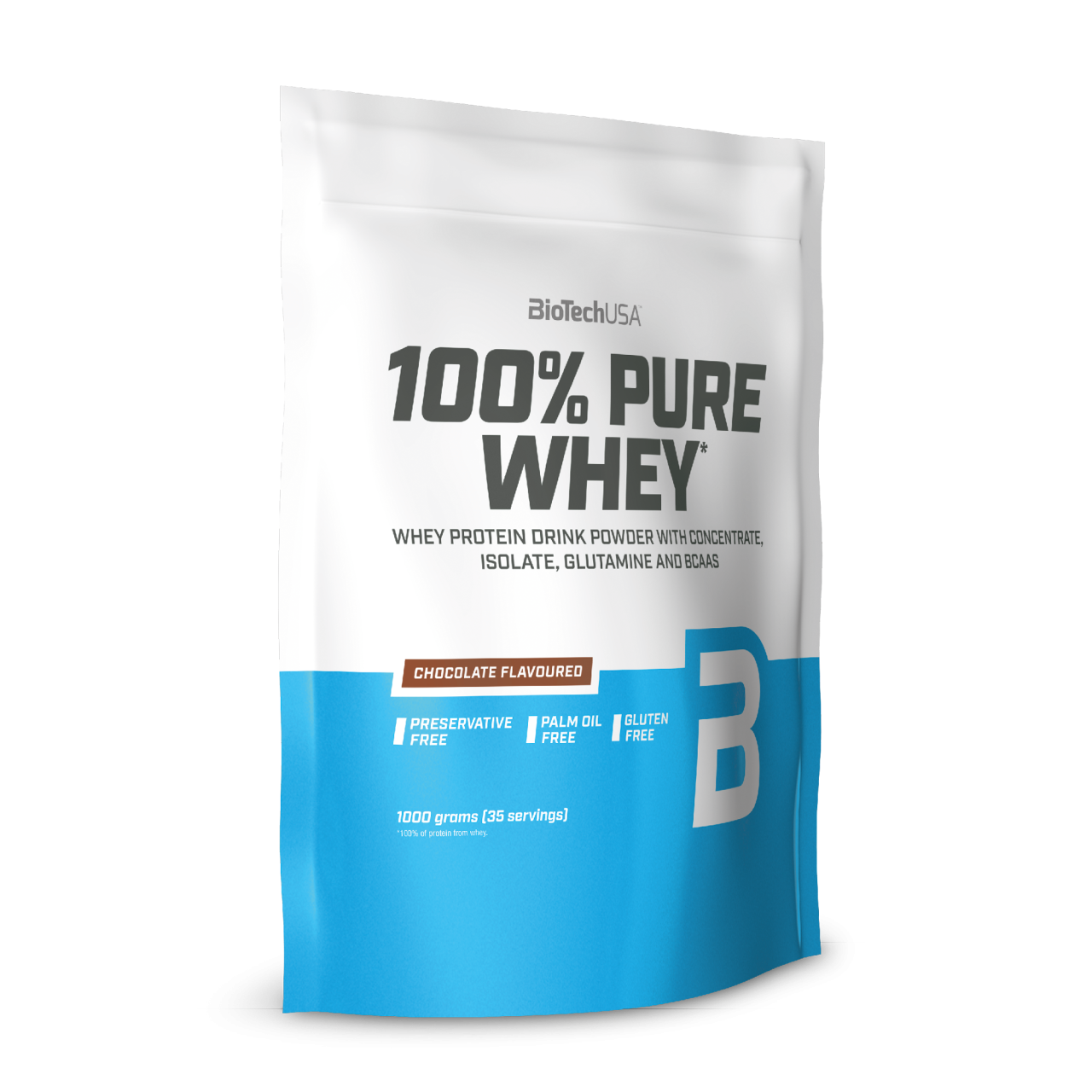 3 x Biotech USA 100% Pure Whey Protein, 1kg Beutel , Schokolade (3er Pack)