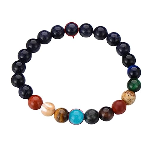 Bungsa Perlen-Armband Naturstein Mix Planeten Unisex