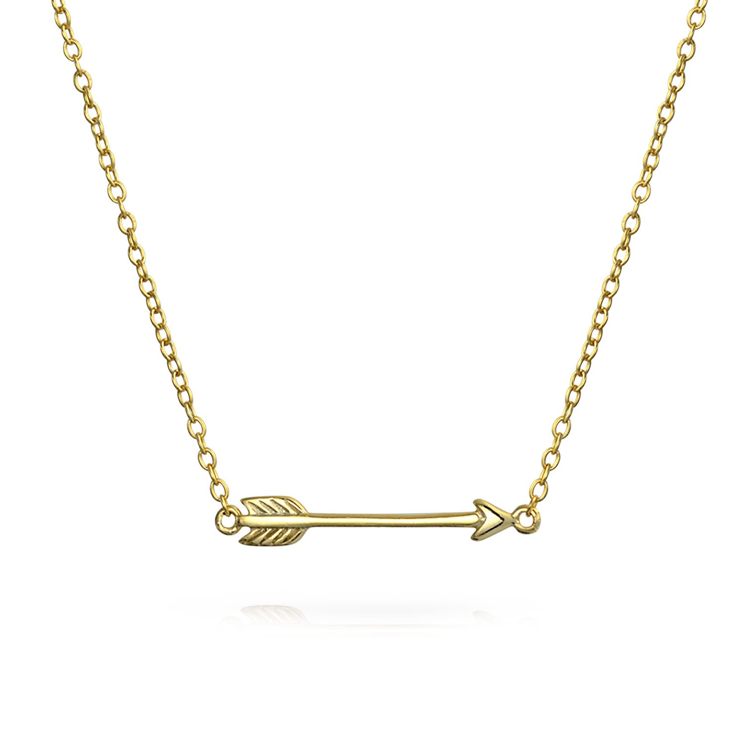 Kleine Danity Sideways Amor Pfeil Anhänger Halskette Für Frauen Freundin Teen 14K Gold Plattiert .925 Sterling Silber