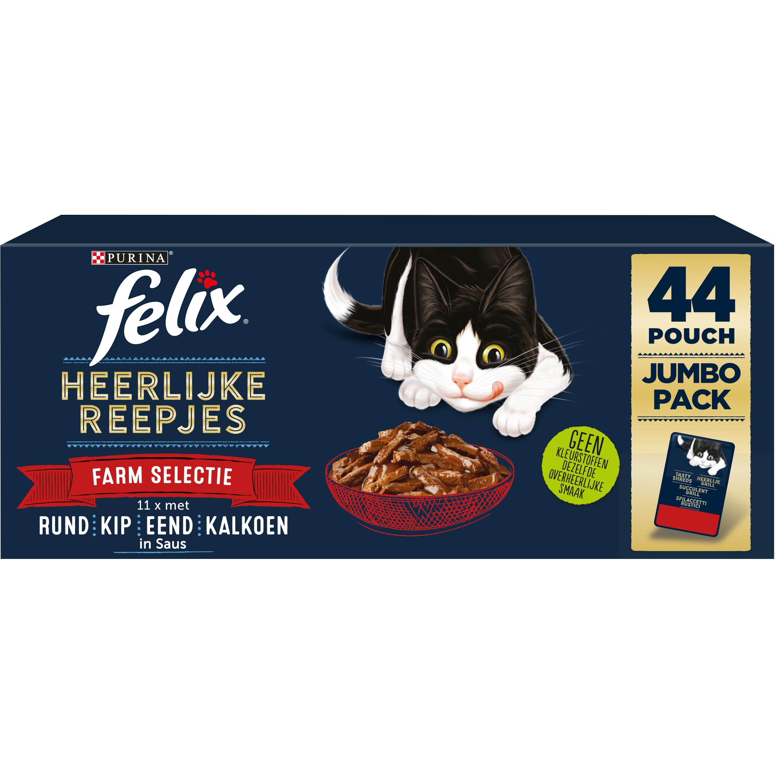 FELIX Köstliche Streifen Farm Auswahl 44x80g (44 Portionsbeutel; 3,52kg)