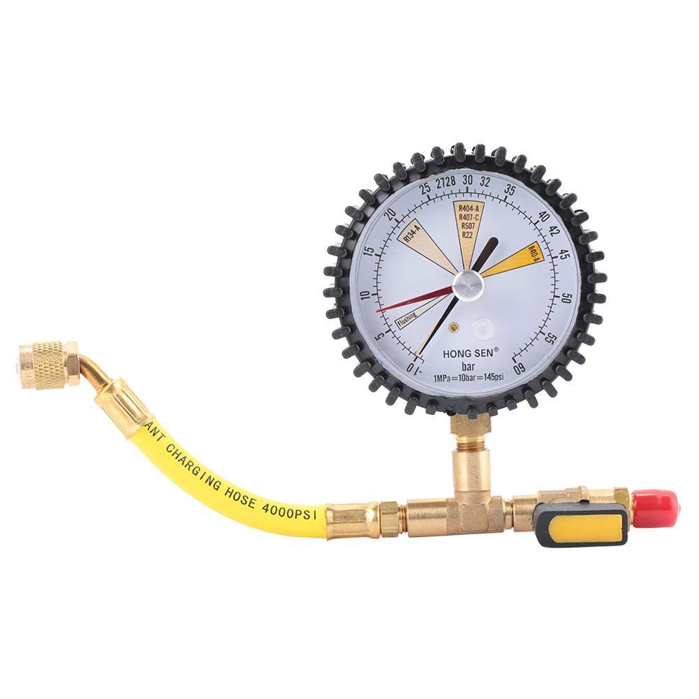 Outbit Stickstoffmanometer - Klimaanlage Kühlung Stickstoffdruck-Manometer Druckprüftabelle für R134a, R22, R407C, R410A