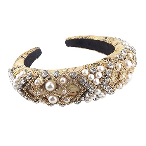Mode Stirnbänder Schönes Stirnband aus Perlengeflecht, übertriebener Schwamm, barockes Haarband, mit Strasssteinen, Haarschmuck, Kopfbedeckung Brautstirnband (Color : B)
