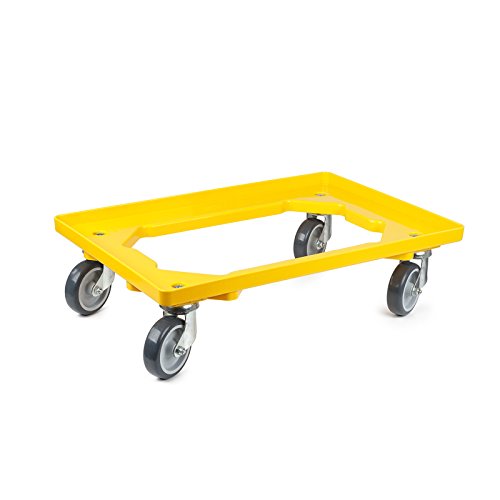 aidB Kunststoff Transportroller Offen - Gelb - mit Gummiräder, 4 Lenkrollen - Einzel