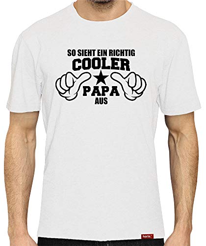 HARIZ Herren T-Shirt Papa Collection 36 Designs Wählbar Weiß Urkunde Papa28 So Sieht EIN Richtig Cooler Papa Aus S