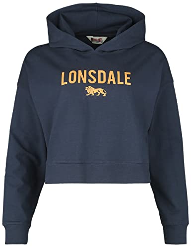 Lonsdale Frauen Kapuzensweatshirt Cropped Oversize QUEENSCLIFF Navy/Orange S
