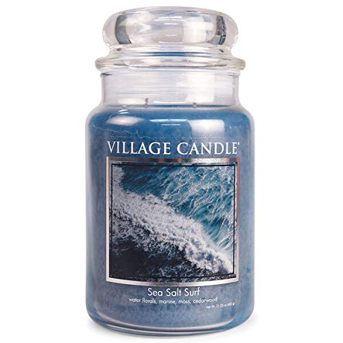 Village Candle Sea Salt Surf Duftkerze im Apotheker-Glas, 602 ml, Blau