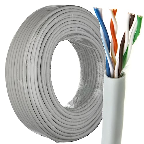 Indoor CAT5e U/UTP Kupfer Ethernet Netzwerk Solid Kabel Kabelrolle 24AWG Eca 50 m Grey [50 Meter/50m]