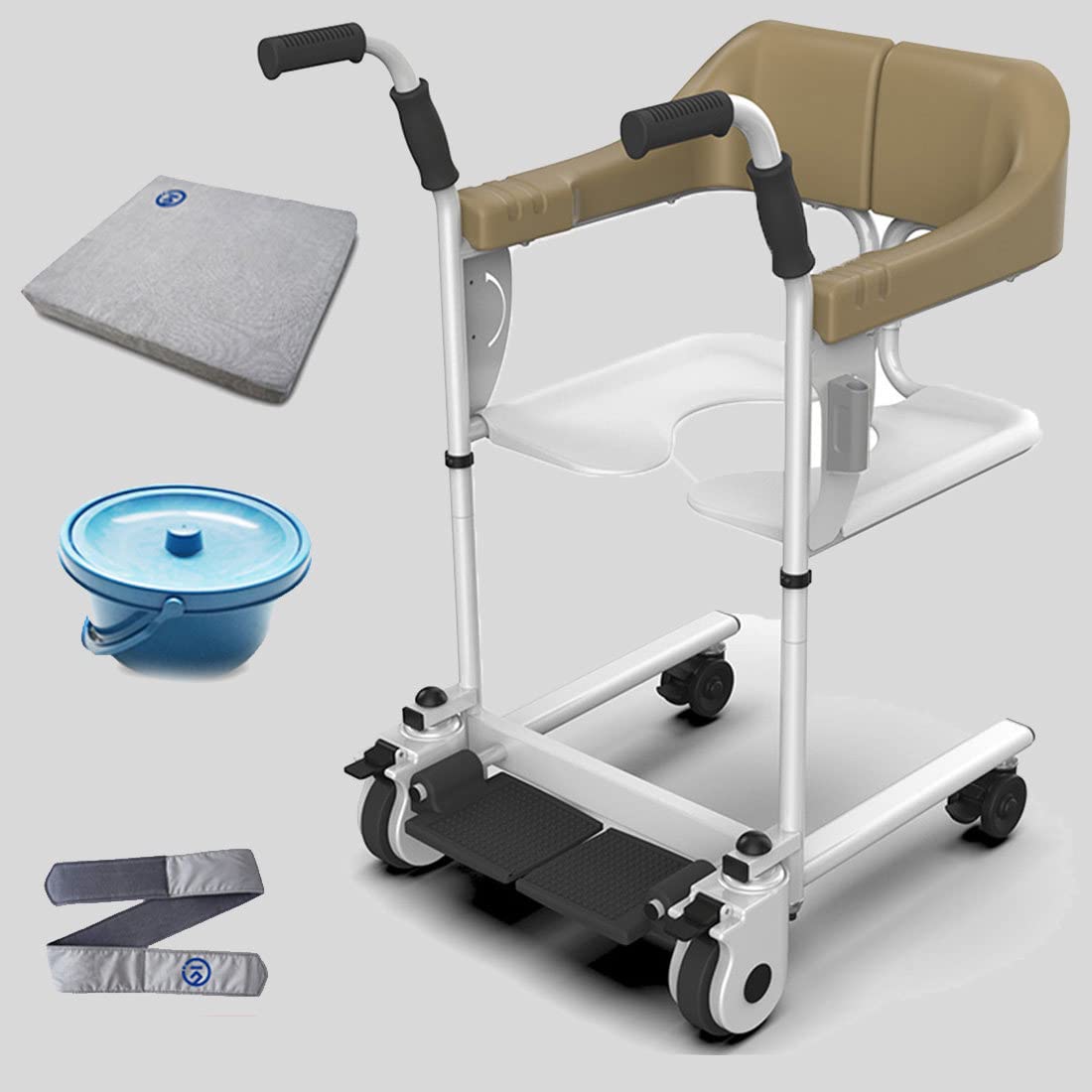 Patientenlift-Transfer-MobilitätsstuhlTransferstuhl, Transferrollstuhl, Rollstuhllift für ältere Menschen mit Behinderungen, Transferduschstuhl, Patiententransferstuhl mit Toilette und Kisse