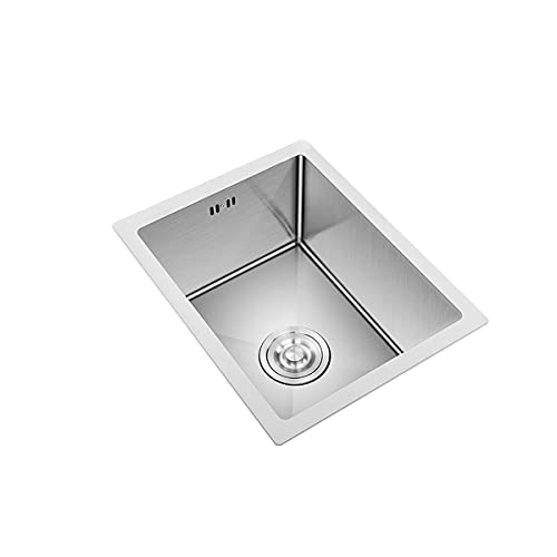 SilteD Sinks, 1-Schüssel-Waschbecken aus gebürstetem Edelstahl 304, Unterbau-Küchenspüle, Dicke 1,2 mm, Tiefe 210 mm, für Garderobe, Balkon, Bar/38 x 30 cm