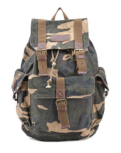 Gootium Canvas Rucksack Backpack Wanderrucksack Vintage Rucksäcke Unisex - Camouflage