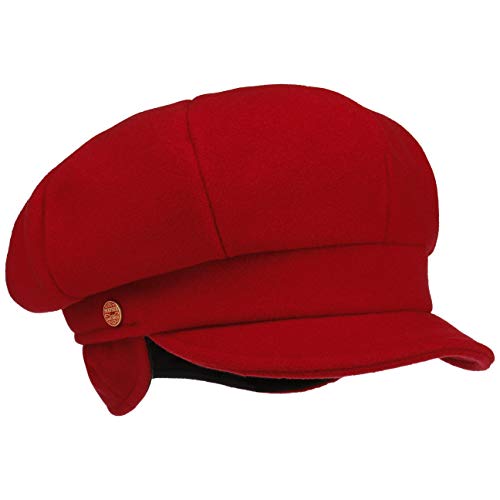 Mayser Camilla Ballonmütze mit Ohrenklappen Earflaps Wollcap Wintermütze Damenmütze Mütze (M (57-58 cm) - rot)