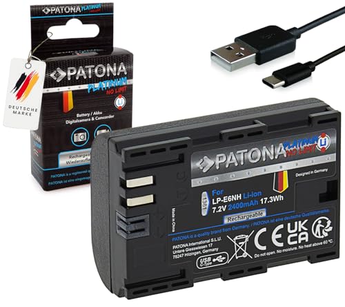 PATONA Platinum Akku LP-E6NH, USB-C Eingang Kompatibel mit Canon EOS R5, R6, 70D, 80D, 90D