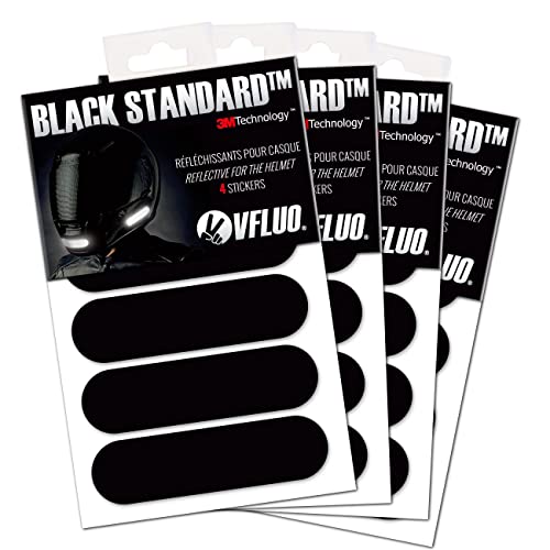 VFLUO Black Standard&TM, (4er Pack) 4 stück Kit Retro reflektierende Aufkleber für Motorradhelme, 3M TechnologyTM, Schwarz