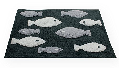 Haus und Deko Badezimmer Teppich eckig Fisch Duschvorleger Badematte Badteppich Badvorleger #1552 anthrazit 60x120 cm