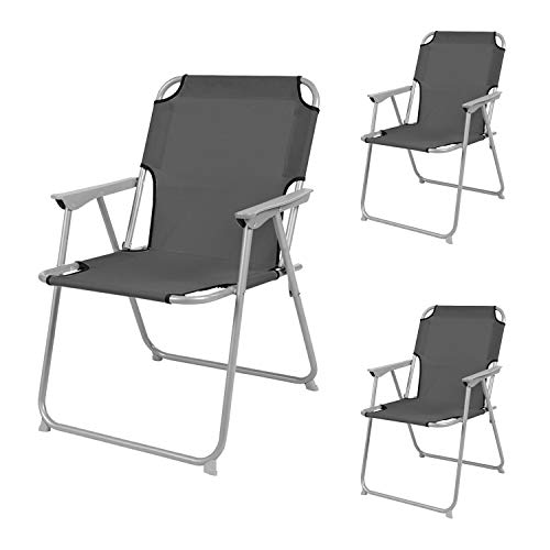 INDA-Exclusiv 3er Set Campingstuhl Faltstuhl Klappstuhl Anglerstuhl Regiestuhl Metall Stoff Oxfort B 53 x T 46 x H 74 cm