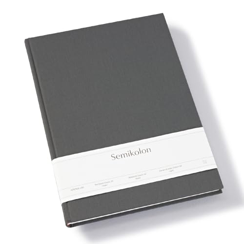 Semikolon 370064 - Notizbuch Classic A4 liniert - 176 Seiten, cremeweißes Papier – Lesezeichen – lava stone grau