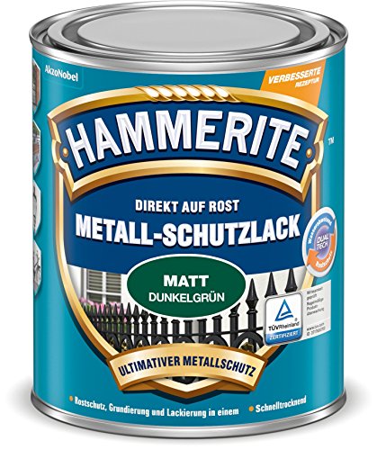 Hammerite Metall-Schutzlack matt Rostschutz Lack Metallfarbe Grundierung … (750ml, dunkelgruen)