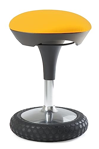 Topstar Sitness 20, ergonomischer Sitzhocker, Arbeitshocker, Bürohocker mit Schwingeffekt, Sitzhöhenverstellung, Bezug gelb