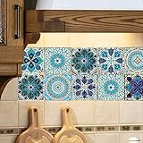 Bestine Fliesenaufkleber Selbstklebende wasserdichte marokkanische DIY Fliesentransfers marokkanische Mosaik viktorianische Retro-Stil Aufkleber für Küche Badezimmer Home Decors (C-30PCS, 20 x 20 cm)