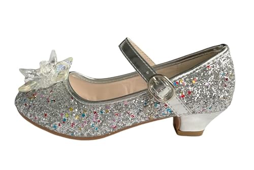 La Senorita ELSA Eisprinzessinnen Schuhe Silber Glitzer mit Schneeflocke für Mädchen