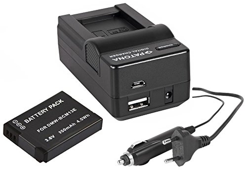 3in1-SET für die Panasonic Lumix TZ61 / DMC-TZ61EG --- Akku (950mAh) + 4in1 Ladegerät (u.a. mit USB / micro-USB und Kfz/Auto) + PATONA Displaypad
