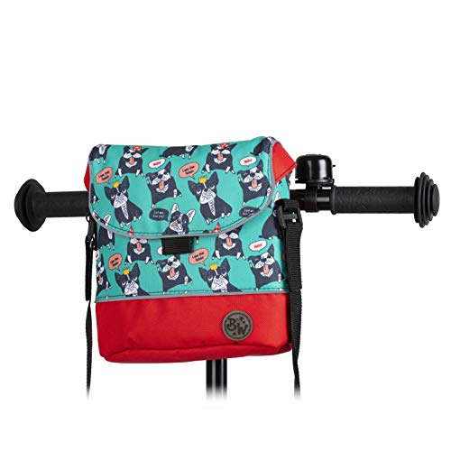 BambinIWelt Lenkertasche für Roller und Fahrrad, Fahrradtasche für Kinder, wasserabweisend, mit Schultergurt (Modell 15)